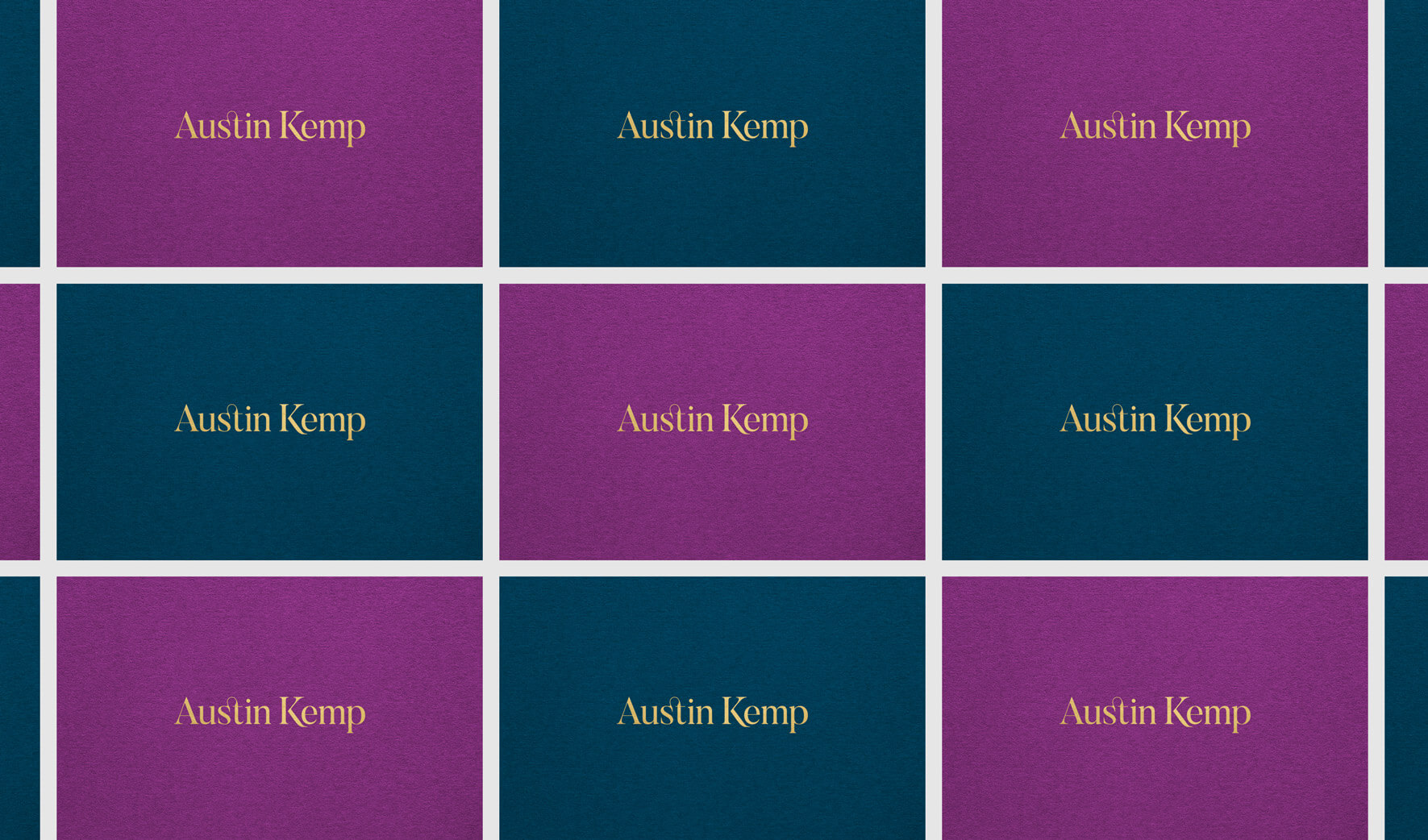 Austin Kemp Business Cards Lined Up